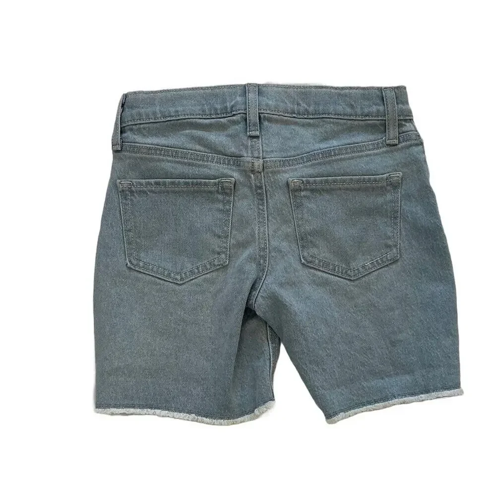 New Girls Old Navy Light Wash High Rise Denim Bermuda Shorts Adjustable 8